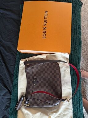 Louis Vuitton Damier Ebene South Bank Besace with Red Interior Trim